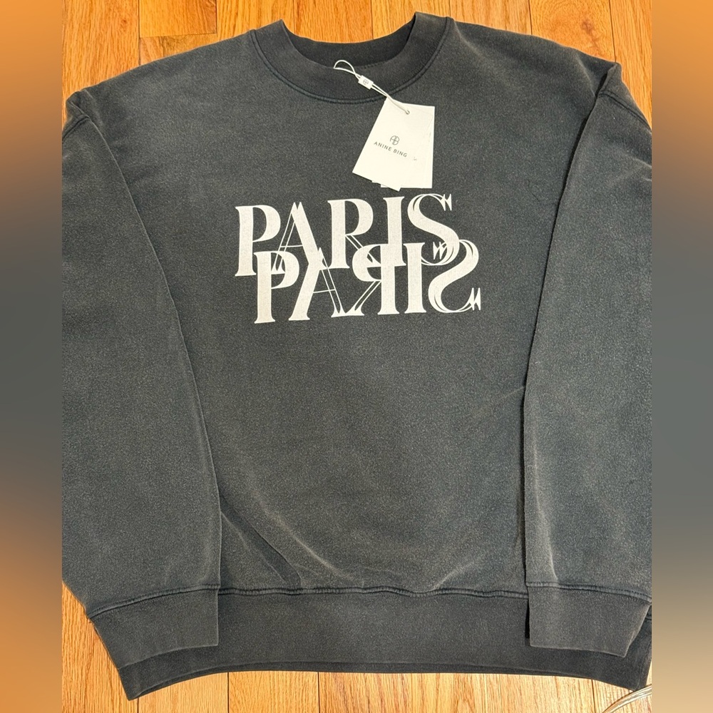 Anine Bing Jaci Sweatshirt Paris - Washed Black